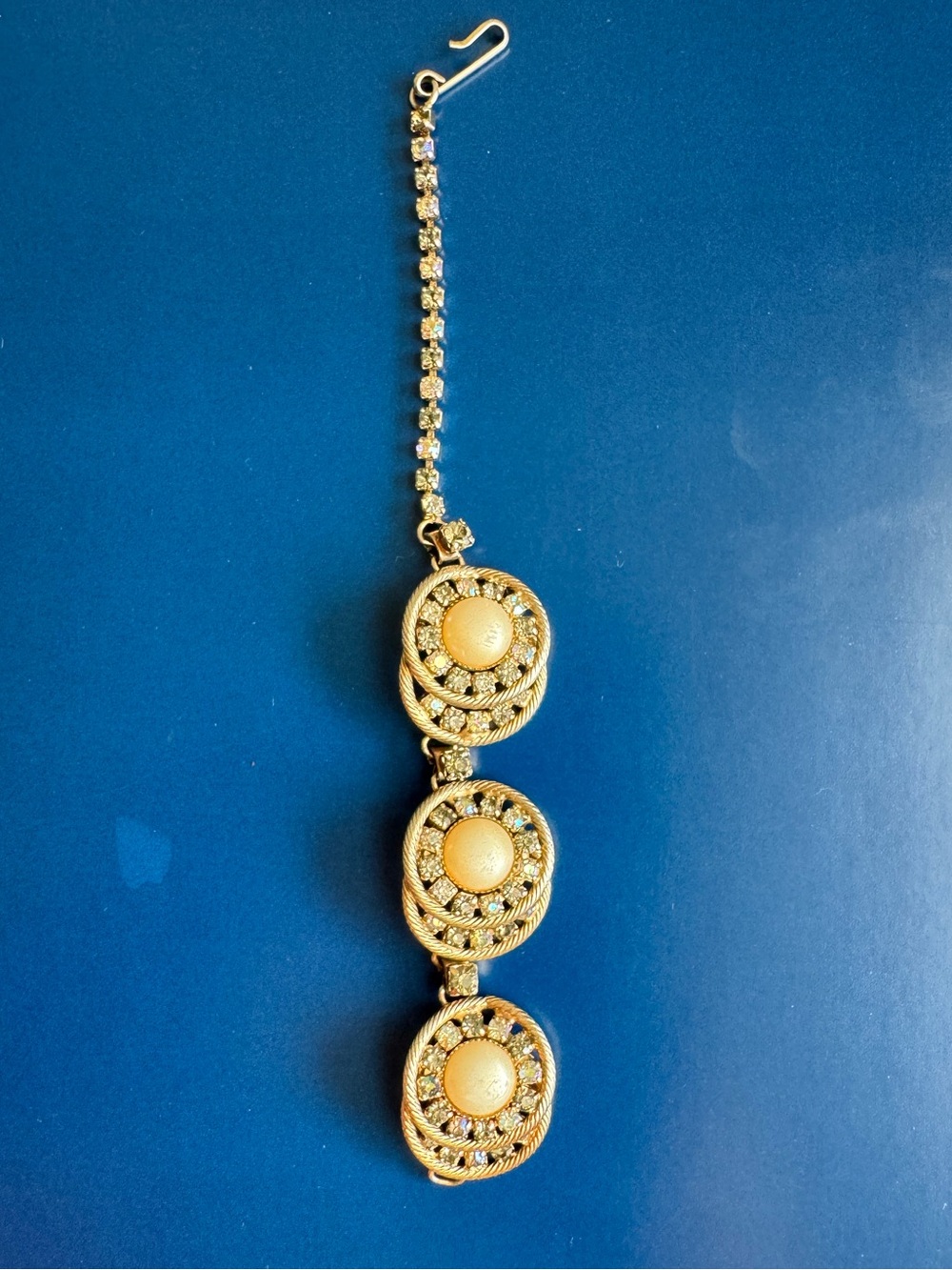 Vintage Hobe Gold-Tone Triple Medallion Drop Bracelet